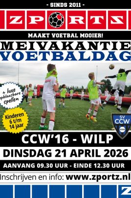 Mei vakantie luxe voetbaldag bij CCW'16 dinsdag 21 april 2026