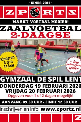 1 dag Luxe zaalvoetbal De Spil Lent Donderdag 19 februari of Vrijdag 20 februari 2026