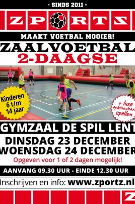 1 dag Luxe zaalvoetbal bij 3-daagse De Spil Lent 23 of 24 december 2025