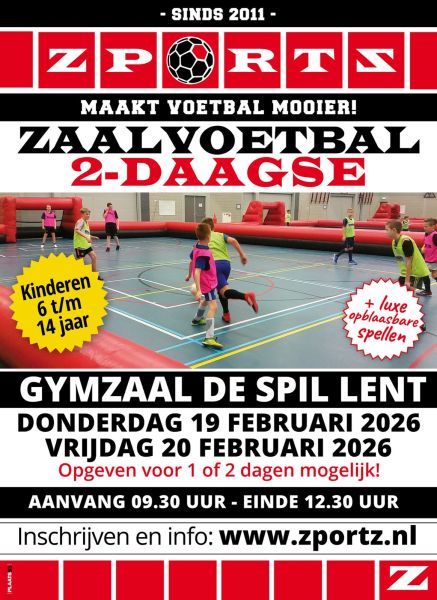 1 dag Luxe zaalvoetbal De Spil Lent Vrijdag 20 februari 2026